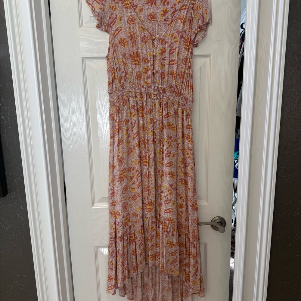 Lucky Brand High Low Dress in Orange Floral